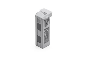Batterie rectangulaire grise pour drones de la gamme DJI Matrice 4 avec des panneaux noirs et une étiquette technique, debout sur un fond blanc.